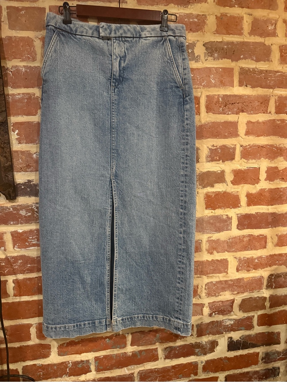 Vintage Classic Y2K Blue Slitted Denim Maxi Skirt